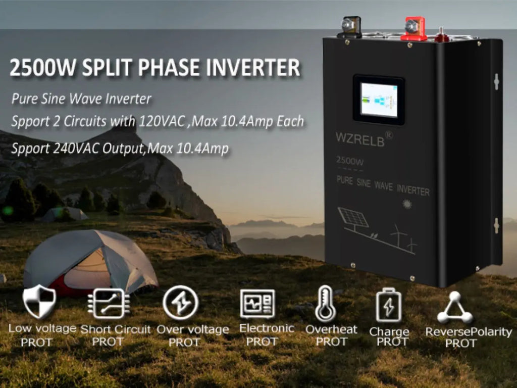 Inversor de fase dividida de 120V/240V 2,5kw 3kw 3,5kw convertidor de potencia fuera de la red de onda sinusoidal pura PV 24V 48V 72V 96V CC a CA 110V/220V