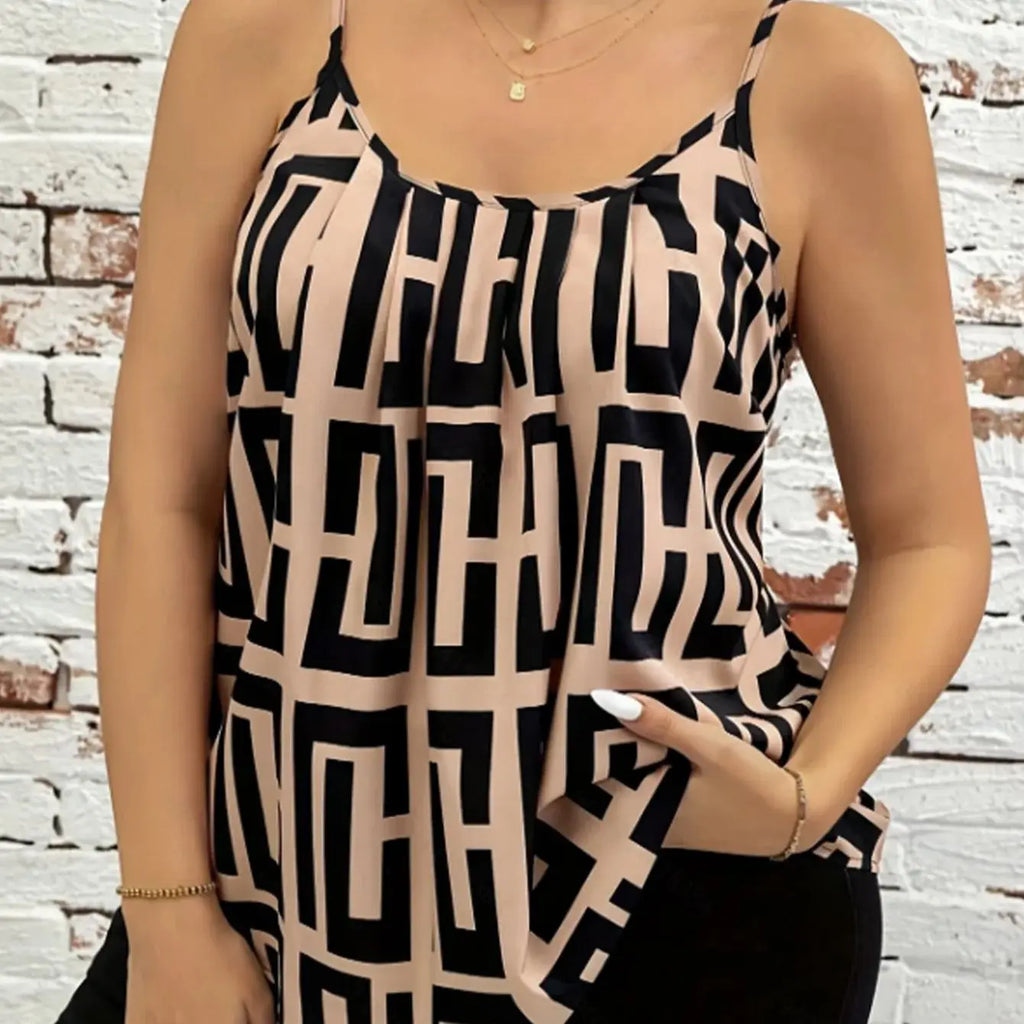 Ropa de mujer de talla grande, tops con tirantes estampados
