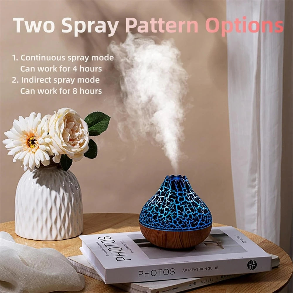 Humidificador de aire volcán de 300ML, difusor de aromaterapia de niebla de agua de gran capacidad, humidificador de escritorio con 7 luces nocturnas coloridas