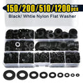Arandelas planas de nailon para tornillos y pernos, arandelas de plástico blanco/negro, juego surtido de arandelas de guardabarros premium
