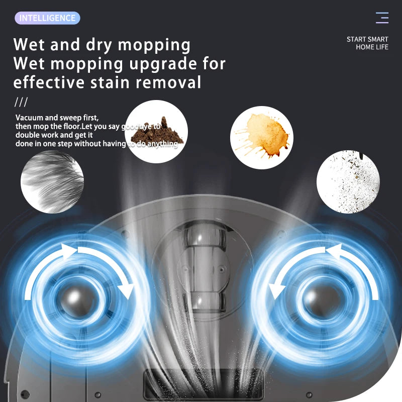 Robot de barrido inteligente 3 en 1, Mini barredora para el hogar, aspirador y aspirador inalámbrico, Robots de barrido para uso doméstico