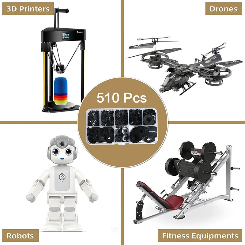 Arandelas planas de nailon para tornillos y pernos, arandelas de plástico blanco/negro, juego surtido de arandelas de guardabarros premium