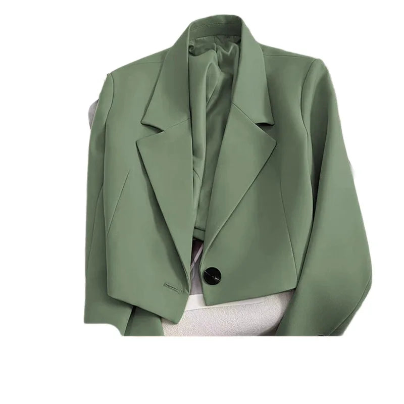 Chaqueta de traje corta a la moda para mujer , ajuste regular