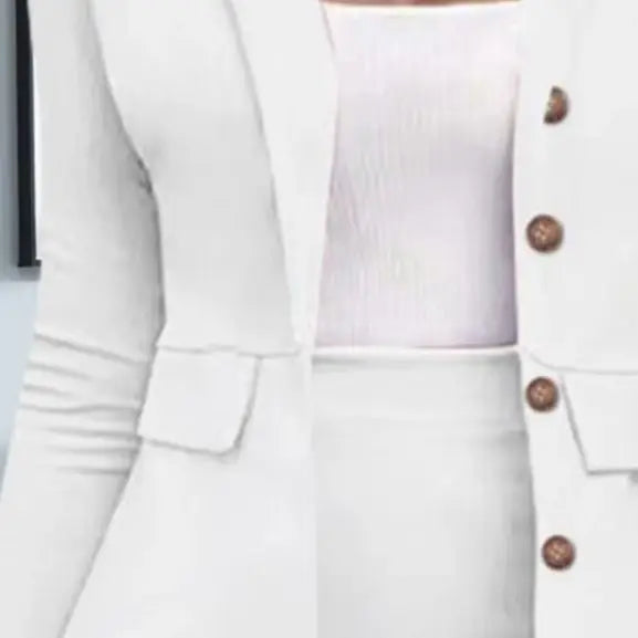 Conjunto de traje de falda de negocios para mujer, chaqueta de manga larga y falda de tubo