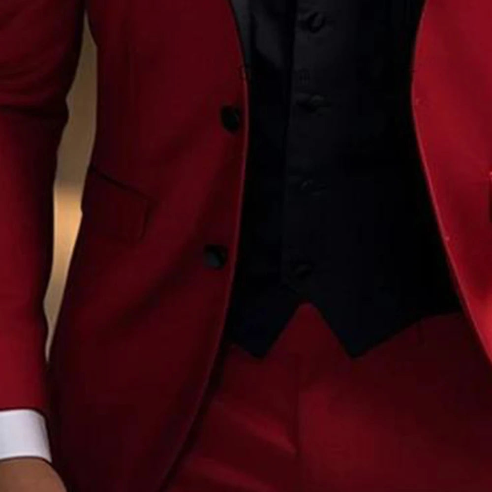 Traje de chaqueta roja para hombre, conjunto de 2 piezas