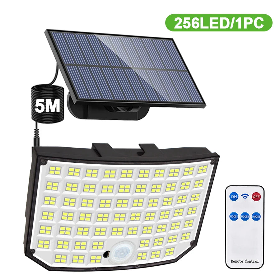 Luz Solar para exteriores, 328/348 LED, Sensor de movimiento superbrillante integrado, gran potencia, IP65, resistente al agua, 3 modos de trabajo, pared de jardín