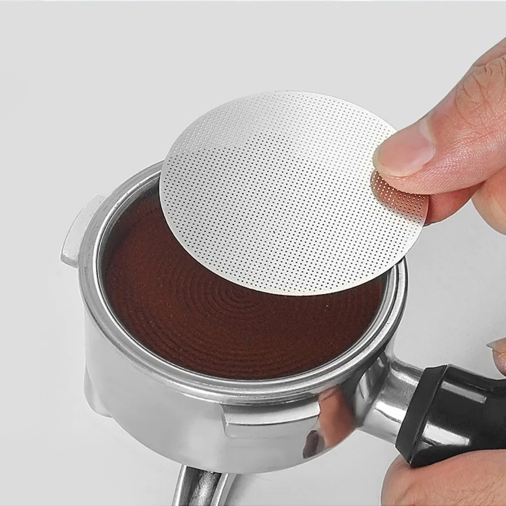 Filtro de café con pantalla de disco de Espresso, 51mm, 53,5mm, 58,5mm, soporte reutilizable de 0,2mm para 51mm, 54mm y 58mm, accesorios para Portafiltro de Barista