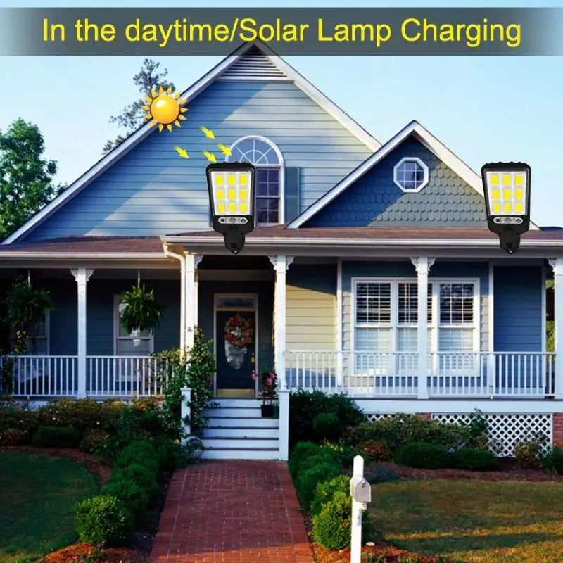 Colector Solar para exteriores de 1/2 piezas, Sensor de movimiento LED, farola de inundación brillante, 3 modos, luz de patio, farola de jardín