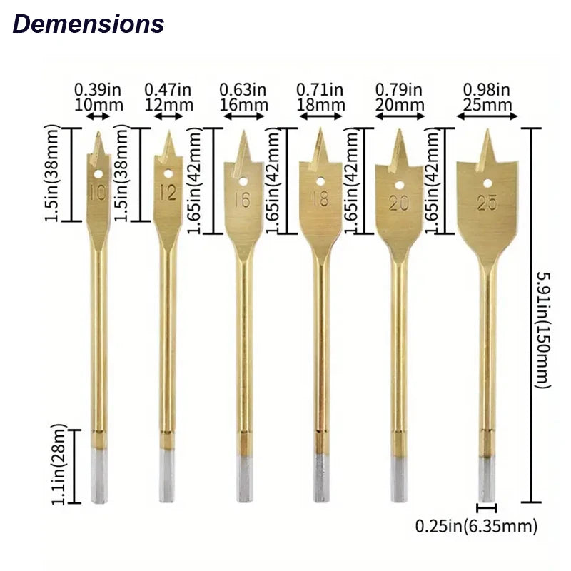 Juego de brocas de pala para carpintería