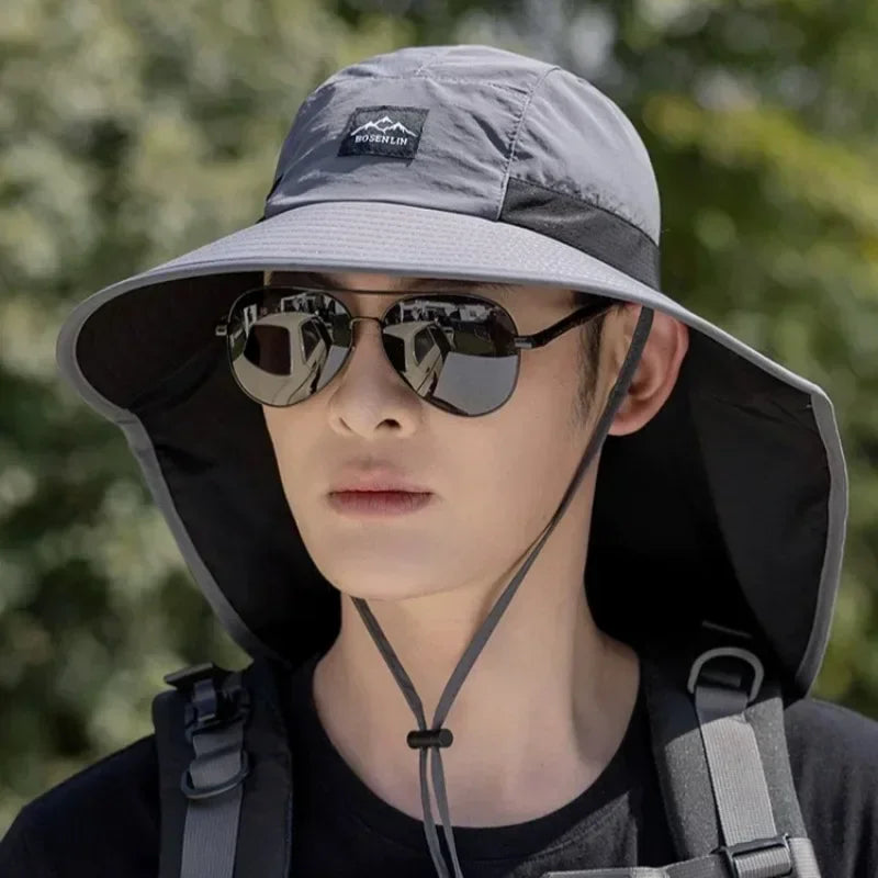 Gorras de verano con ala ancha para protección del cuello, sombreros de cubo Unisex, visera para exteriores, protector solar de Panamá de secado rápido, sombrero para pesca y senderismo atado