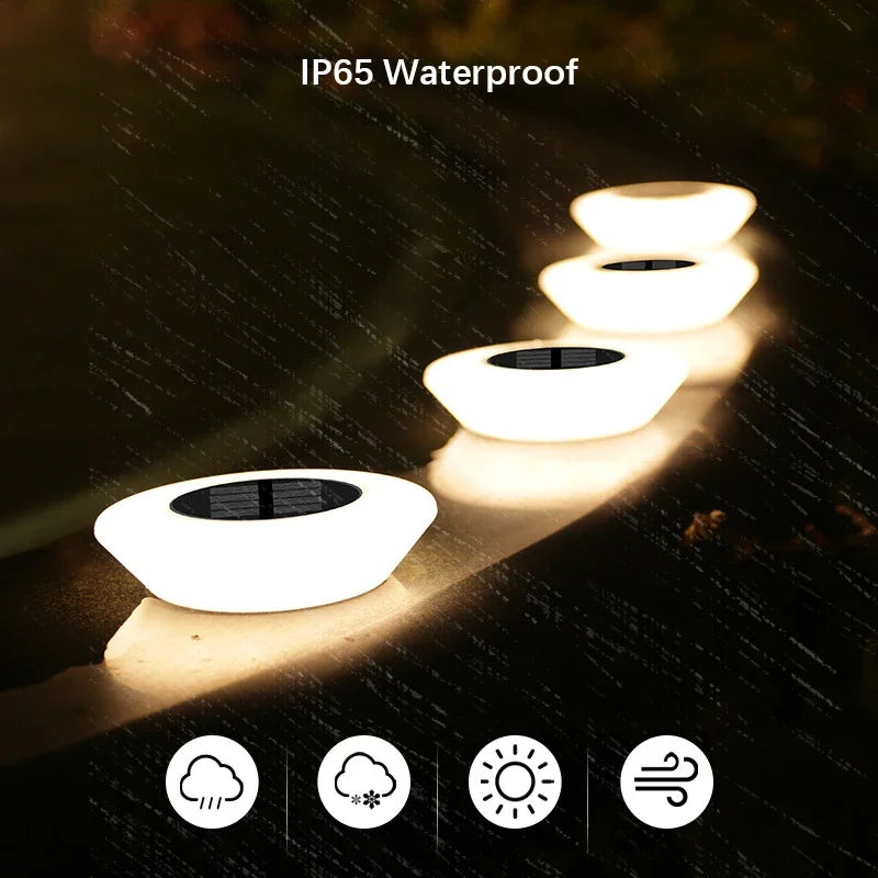 Paquete de 1/4 luces solares para el suelo, luz de paisaje exterior impermeable de 14LED, lámpara LED para césped, para camino de jardín, patio, cubierta, decoración de acampada