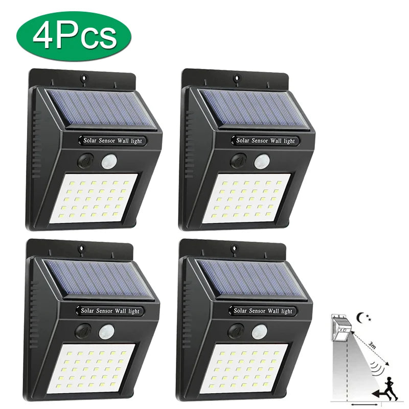Luz Solar LED con Sensor de movimiento PIR, luz de pared para exteriores, impermeable,, energia solar