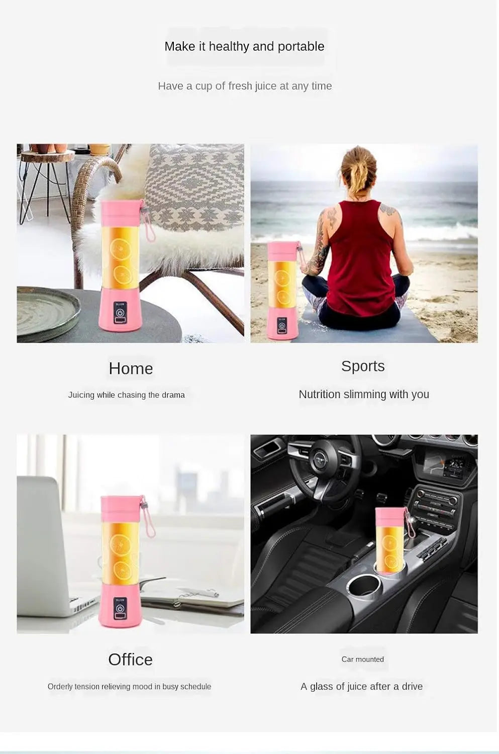 Mini exprimidor eléctrico con carga USB, máquina para batidos y batidos, exprimidor automático de frutas frescas, licuadora de cocina portátil de limón y naranja