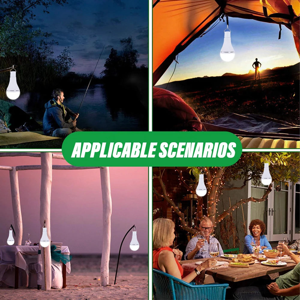 Bombilla de lámpara Solar LED para exteriores, impermeable, portátil, luz colgante para jardín, senderismo, pesca, luces de emergencia
