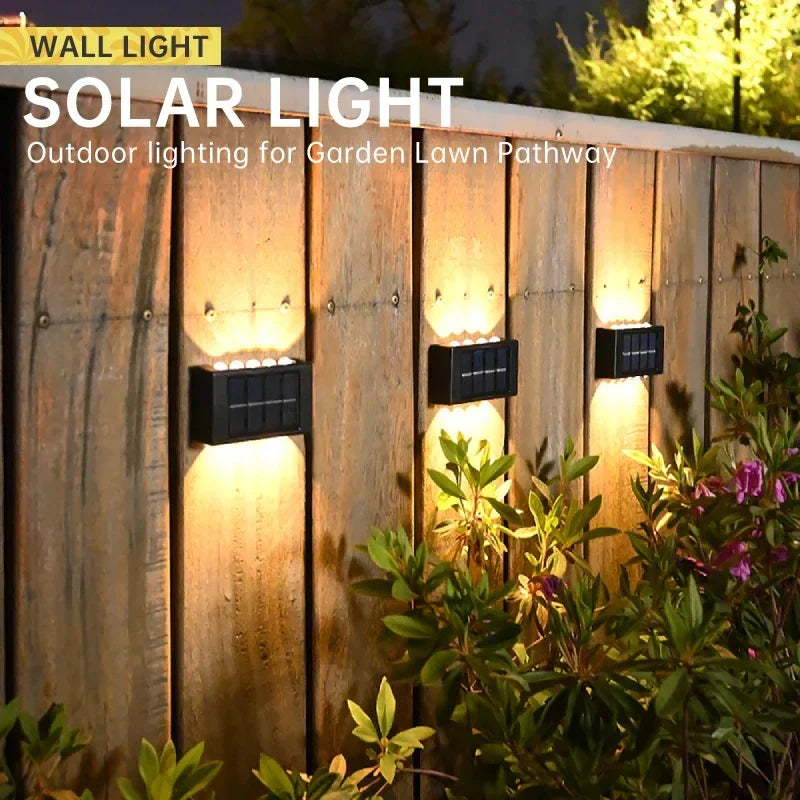 Lámpara Solar de pared para exteriores, luz alimentada por energía Solar impermeable hacia arriba y hacia abajo, ilumina la decoración del jardín del hogar, luces solares exteriores