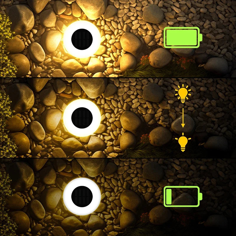 Paquete de 1/4 luces solares para el suelo, luz de paisaje exterior impermeable de 14LED, lámpara LED para césped, para camino de jardín, patio, cubierta, decoración de acampada