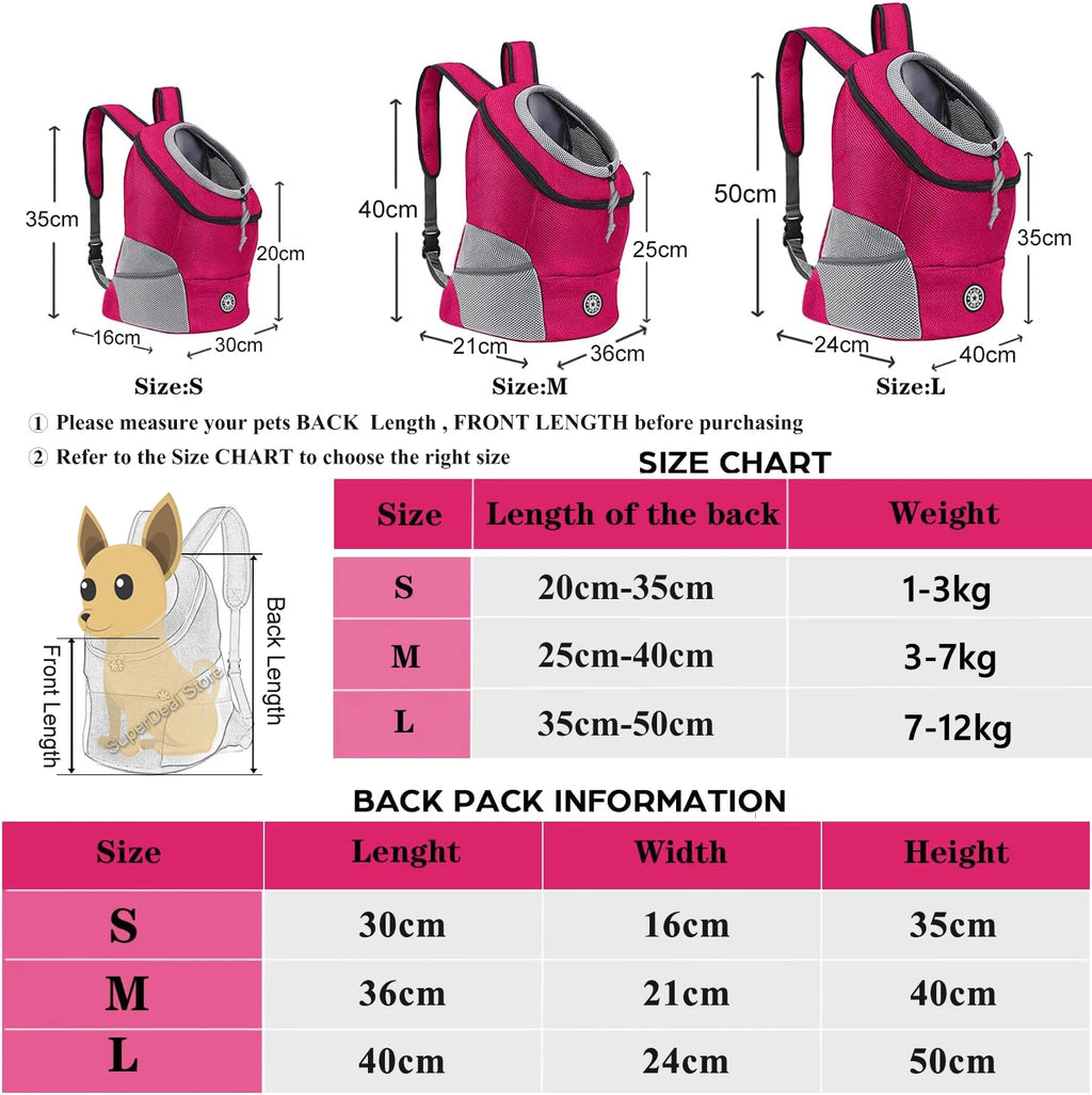 Nueva mochila para perros y mascotas, bolsa de viaje, paquete frontal, transpirable, ajustable con tiras reflectantes de seguridad para senderismo y gatos al aire libre