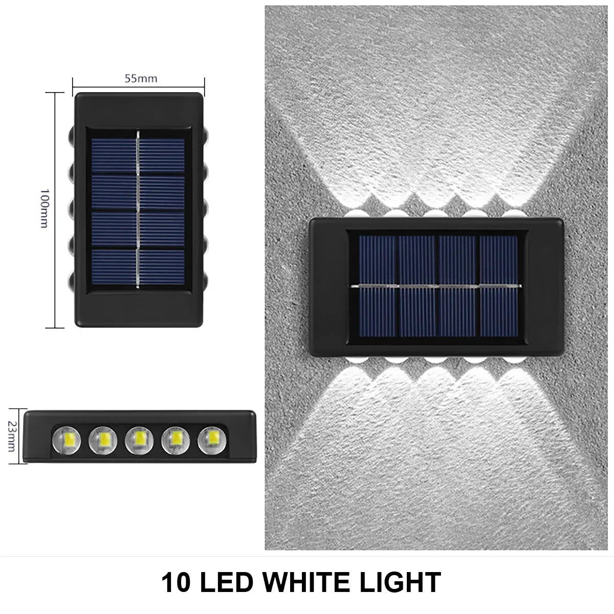 Lámpara Solar de pared para exteriores, luz alimentada por energía Solar impermeable hacia arriba y hacia abajo, ilumina la decoración del jardín del hogar, luces solares exteriores