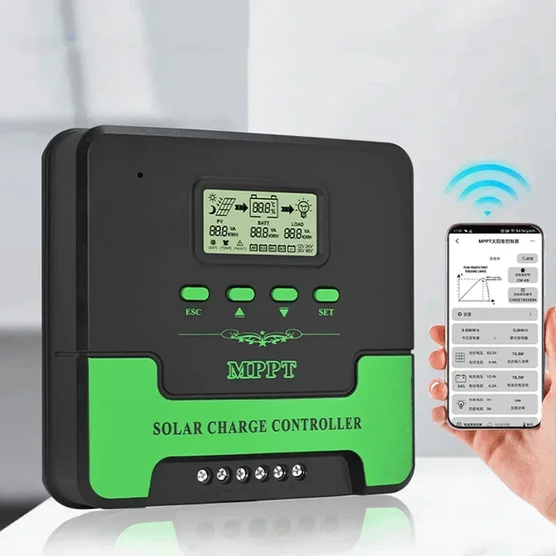Controlador de carga Solar MPPT Wifi automático de 12V 24V 10A-60A regulador de Panel Solar USB Dual para batería de litio de plomo y ácido Lifepo4