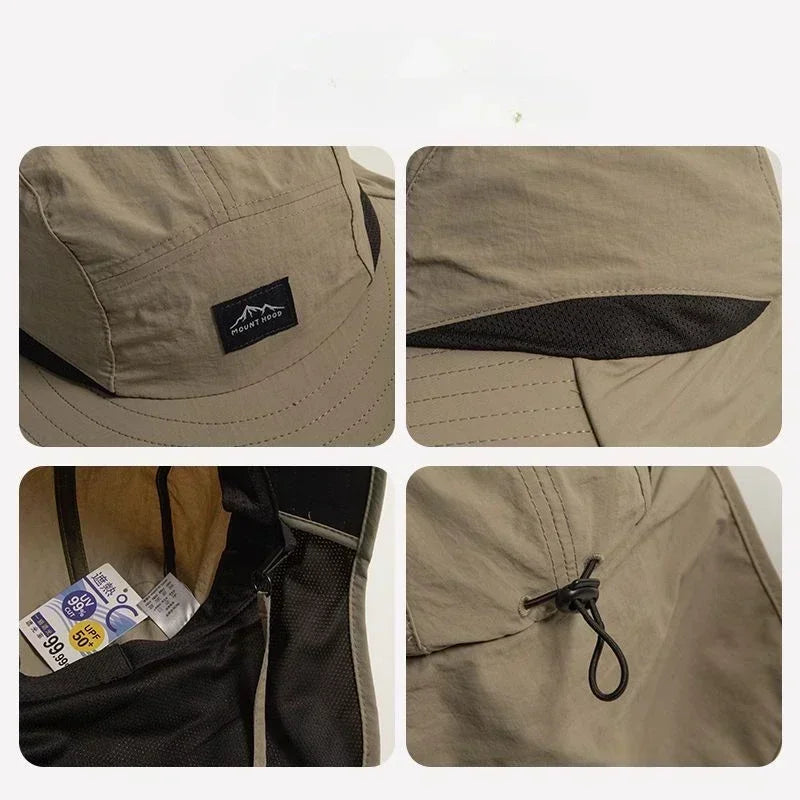 Gorras de verano con ala ancha para protección del cuello, sombreros de cubo Unisex, visera para exteriores, protector solar de Panamá de secado rápido, sombrero para pesca y senderismo atado