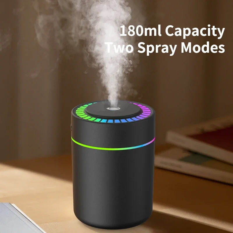 Mini humidificador de aire de 180ML, difusor de Aroma eléctrico USB, purificador de aceites esenciales, generador de niebla de aromaterapia, luces para coche, hogar y dormitorio
