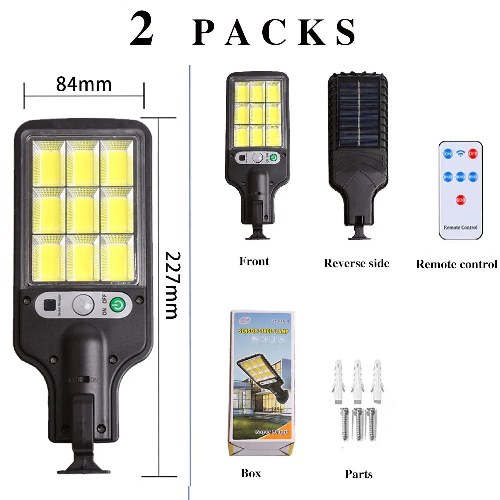 Farolas solares impermeables para exteriores, detección de cuerpo humano, patio, jardín, pared, luces para el hogar, iluminación de carretera Rural, luces de pared