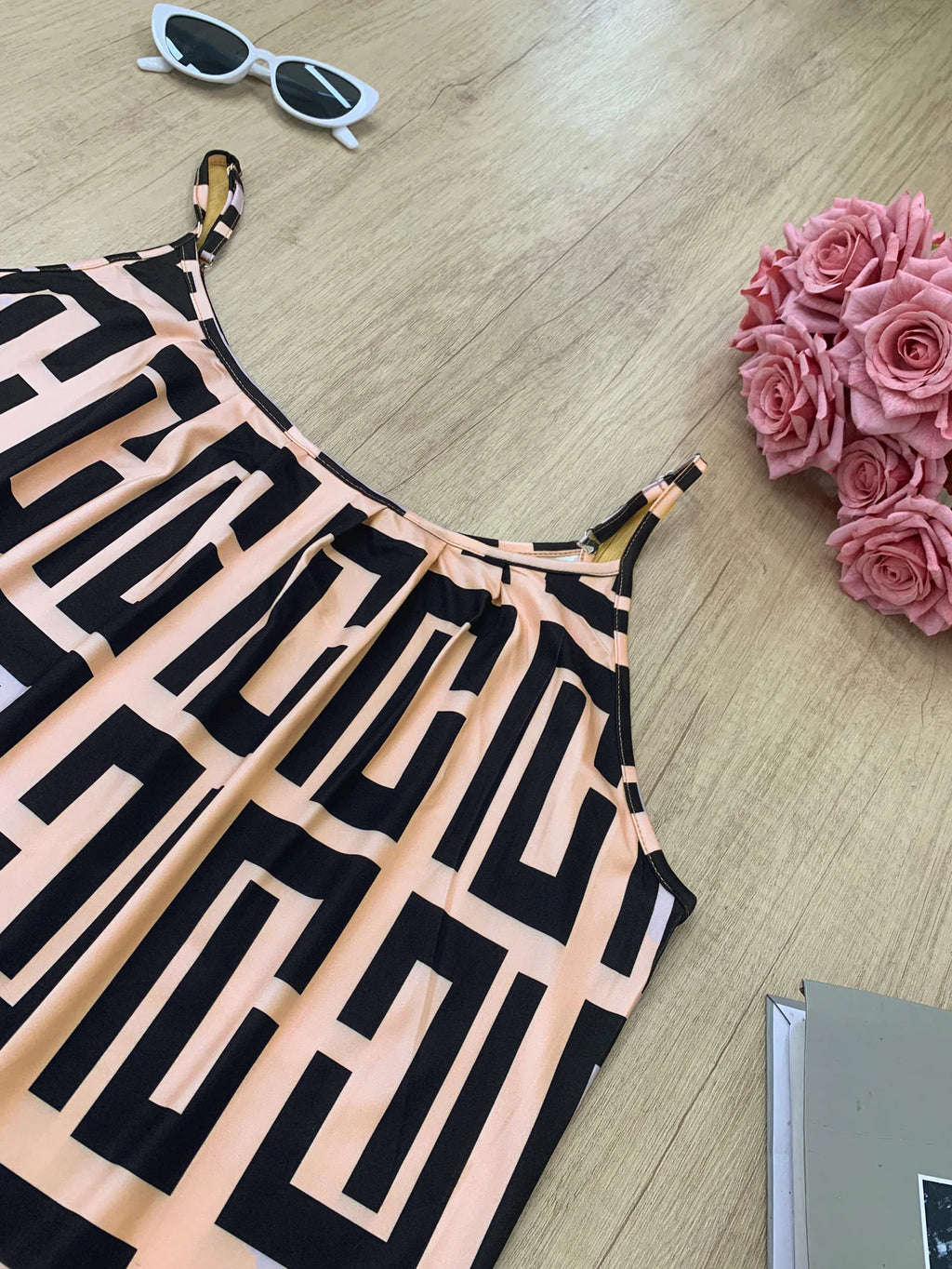 Ropa de mujer de talla grande, tops con tirantes estampados