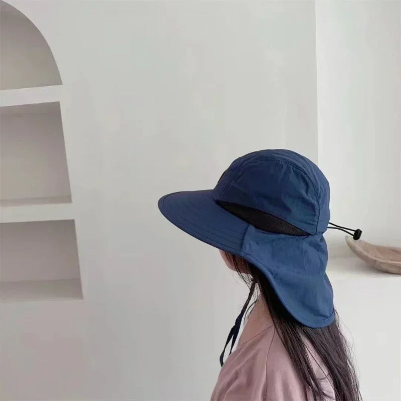 Gorras de verano con ala ancha para protección del cuello, sombreros de cubo Unisex, visera para exteriores, protector solar de Panamá de secado rápido, sombrero para pesca y senderismo atado