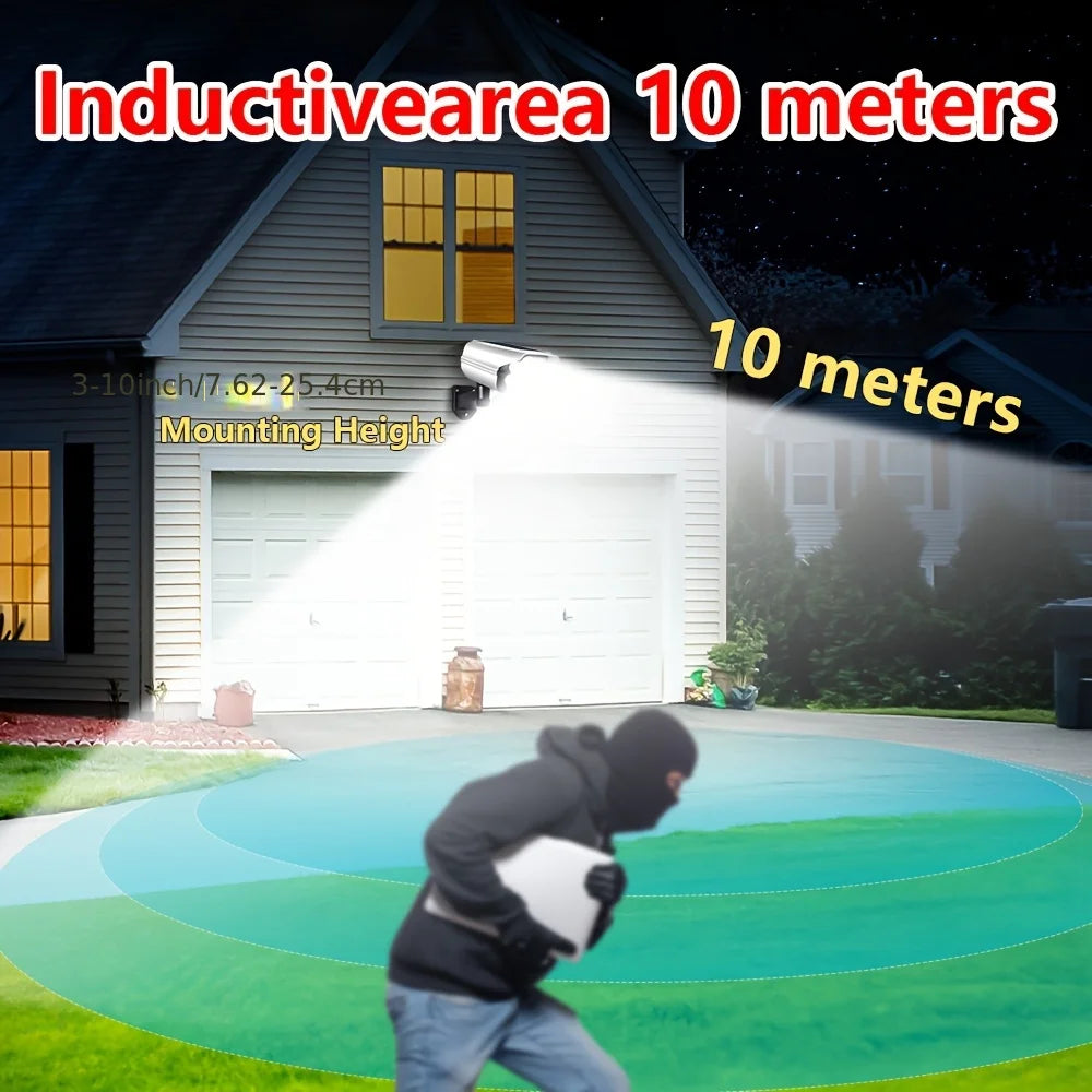 Luces solares para exteriores con Sensor de movimiento, reflectores con control remoto, cámara de seguridad falsa inalámbrica de 77LED para decoración de jardín