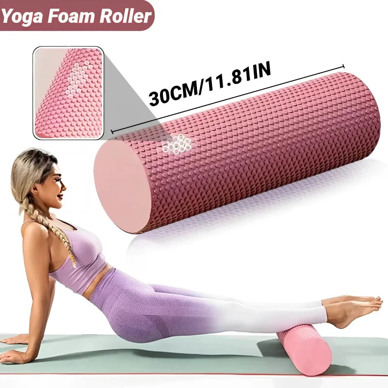 Rodillo de yoga hexagonal: cilindro redondo de espuma EVA para pilates y entrenamientos en casa mejorados (diámetro 9,5 cm, longitud 29,7 cm)