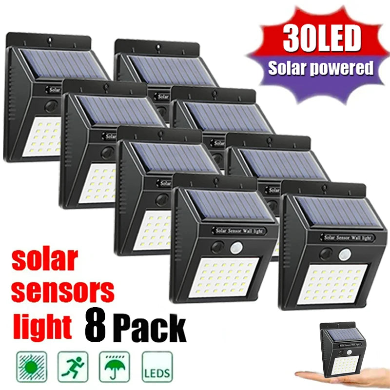 Luz Solar LED con Sensor de movimiento PIR, luz de pared para exteriores, impermeable,, energia solar