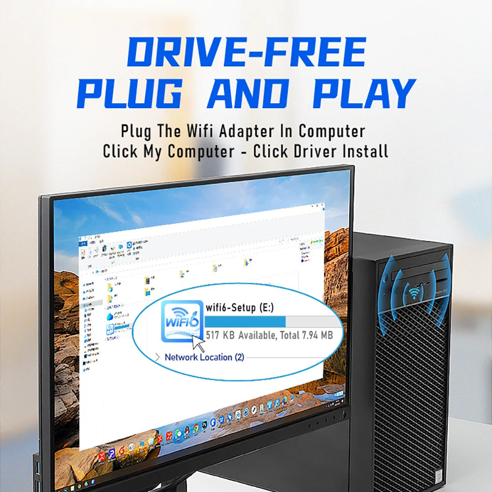 Adaptador USB WiFi 6 de 1800Mbps, Dongle Wi-fi USB 3,0 de 5G/2,4 GHz, tarjeta de red inalámbrica 802.11ax, antena de alta ganancia para Windows 10 11