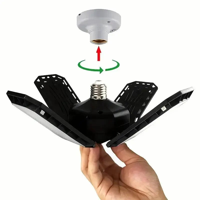 Bombillas LED para garaje 45W 60W 80W10000LM Iluminación de garaje superbrillante Luz LED para tienda con paneles ajustables, casquillo de tornillo E27