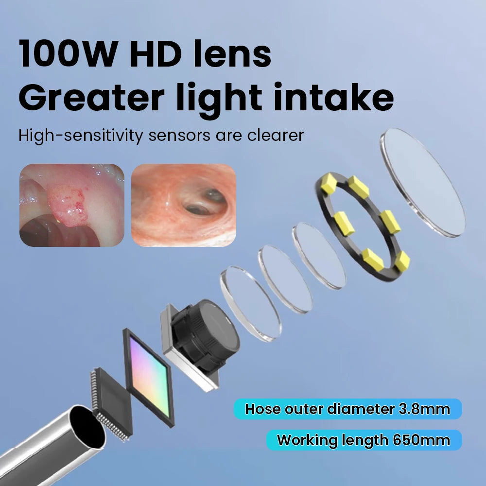 Nasofaringoscopio 3.8mm HD Rinolaringoscopio Endoscopia flexible portátil