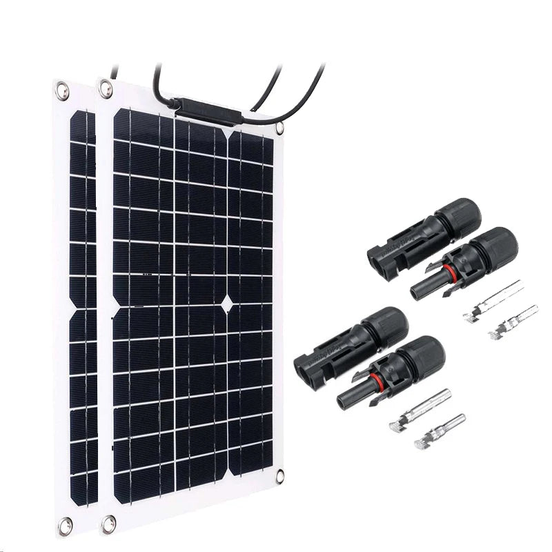 Kit de panel solar flexible de alta eficiencia de 1000W y 500W con cargador de batería de 12V y controlador de 100A para RV, yate, barco, energía fuera de la red
