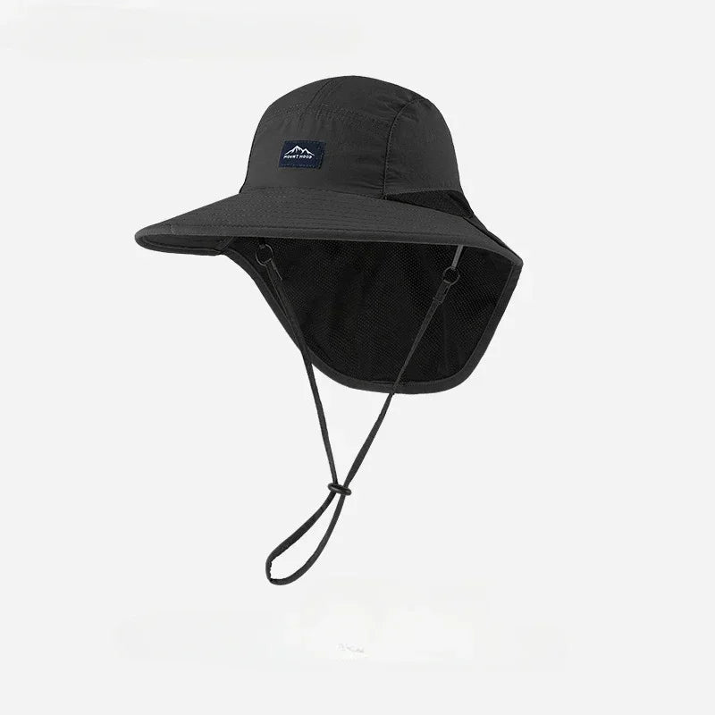 Gorras de verano con ala ancha para protección del cuello, sombreros de cubo Unisex, visera para exteriores, protector solar de Panamá de secado rápido, sombrero para pesca y senderismo atado