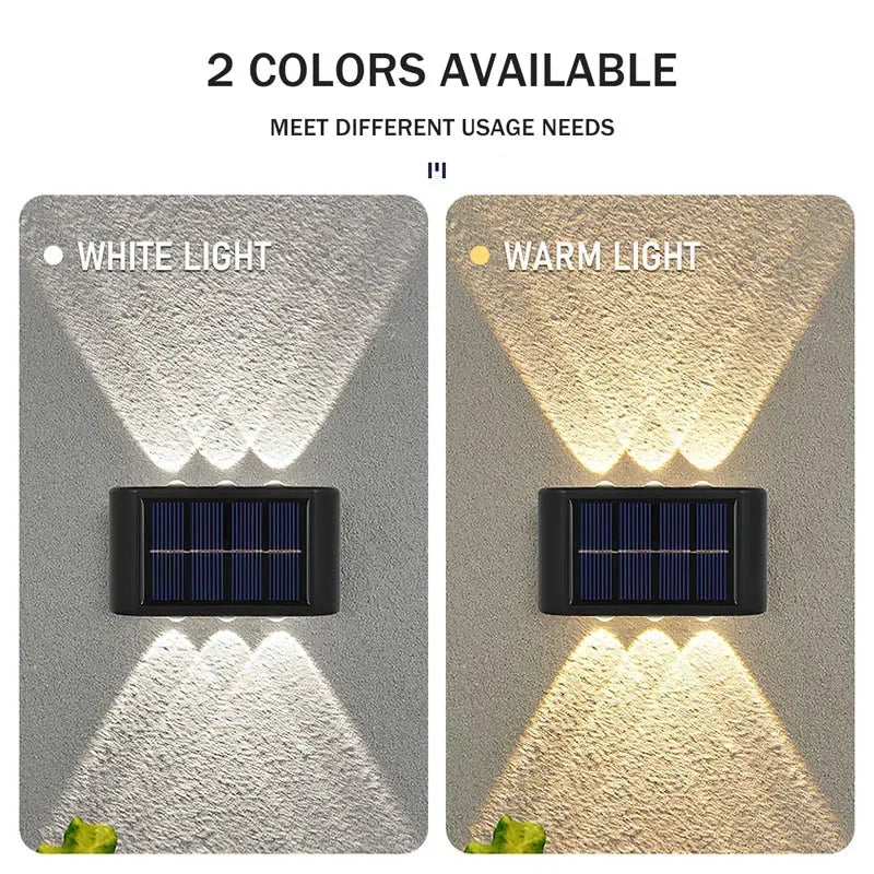 Lámpara Solar de pared para exteriores, luz alimentada por energía Solar impermeable hacia arriba y hacia abajo, ilumina la decoración del jardín del hogar, luces solares exteriores
