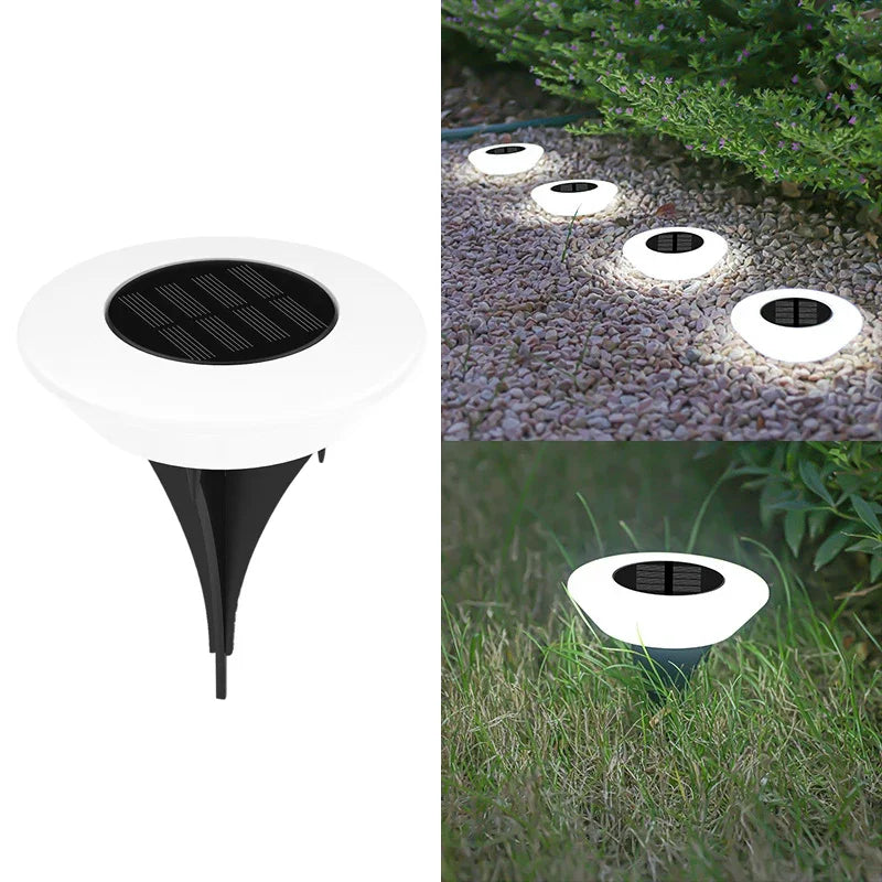 Paquete de 1/4 luces solares para el suelo, luz de paisaje exterior impermeable de 14LED, lámpara LED para césped, para camino de jardín, patio, cubierta, decoración de acampada