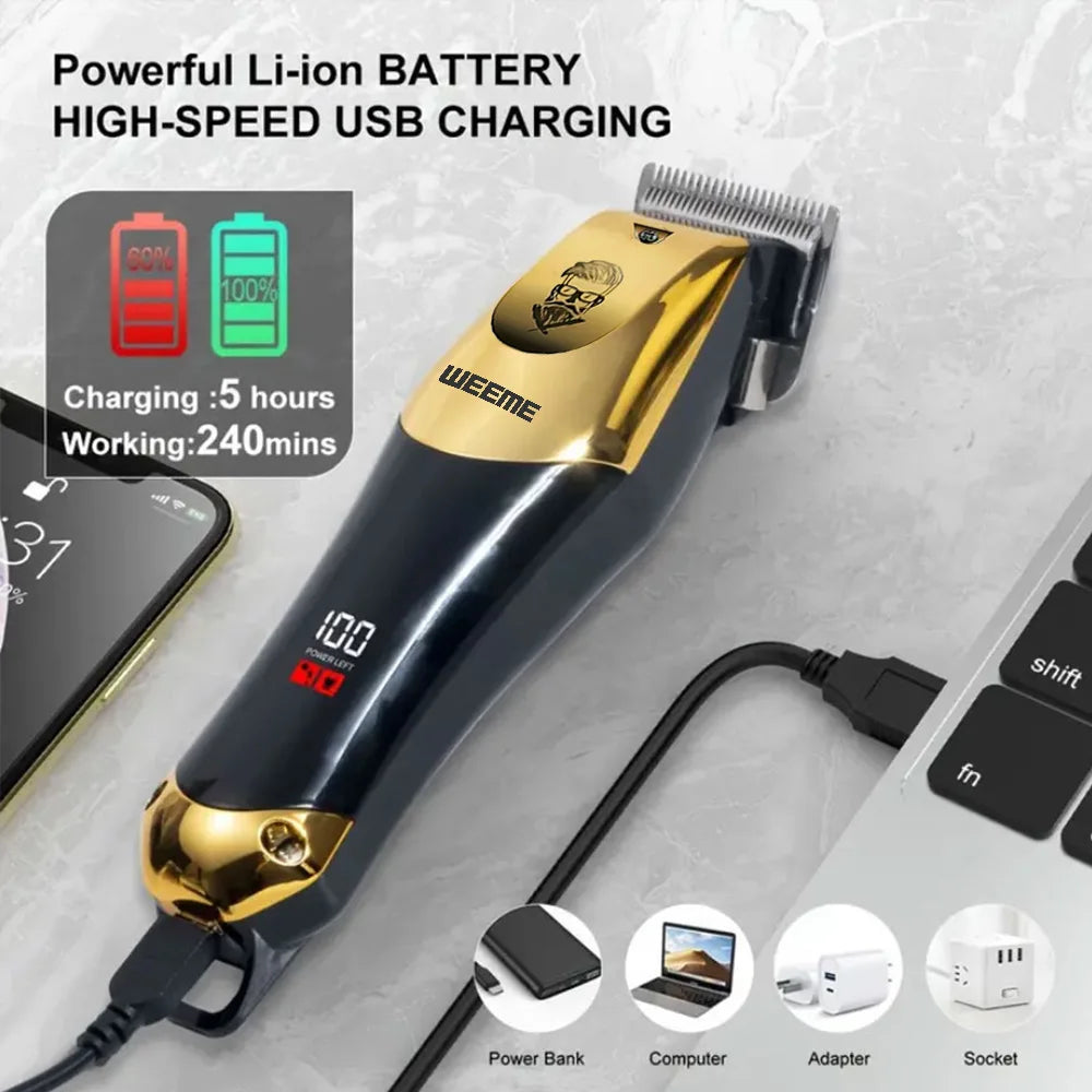 Cortadora de pelo eléctrica Vintage T9 para hombre, recortadora de barba/máquina para cortar cabello recargable con Kit de recortador de pelo de nariz, regalo para novio