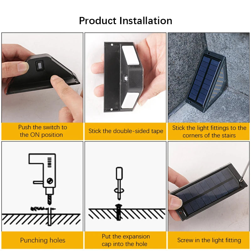 8 luces LED solares para escaleras, luces impermeables para escaleras al aire libre, luces solares para cubierta, iluminación solar para paisaje al aire libre para patio, Patio