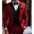 Traje de chaqueta roja para hombre, conjunto de 2 piezas