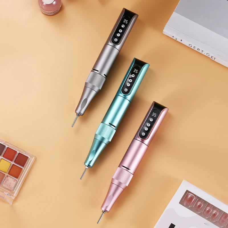 pluma pulidora  de uñas inalámbrica USB pluma de pulido de Lima de uñas recargable perforadora de uñas herramienta portátil de salón de perforación de uñas