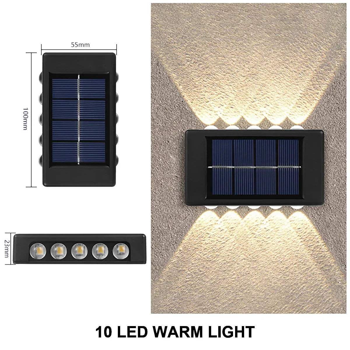 Lámpara Solar de pared para exteriores, luz alimentada por energía Solar impermeable hacia arriba y hacia abajo, ilumina la decoración del jardín del hogar, luces solares exteriores