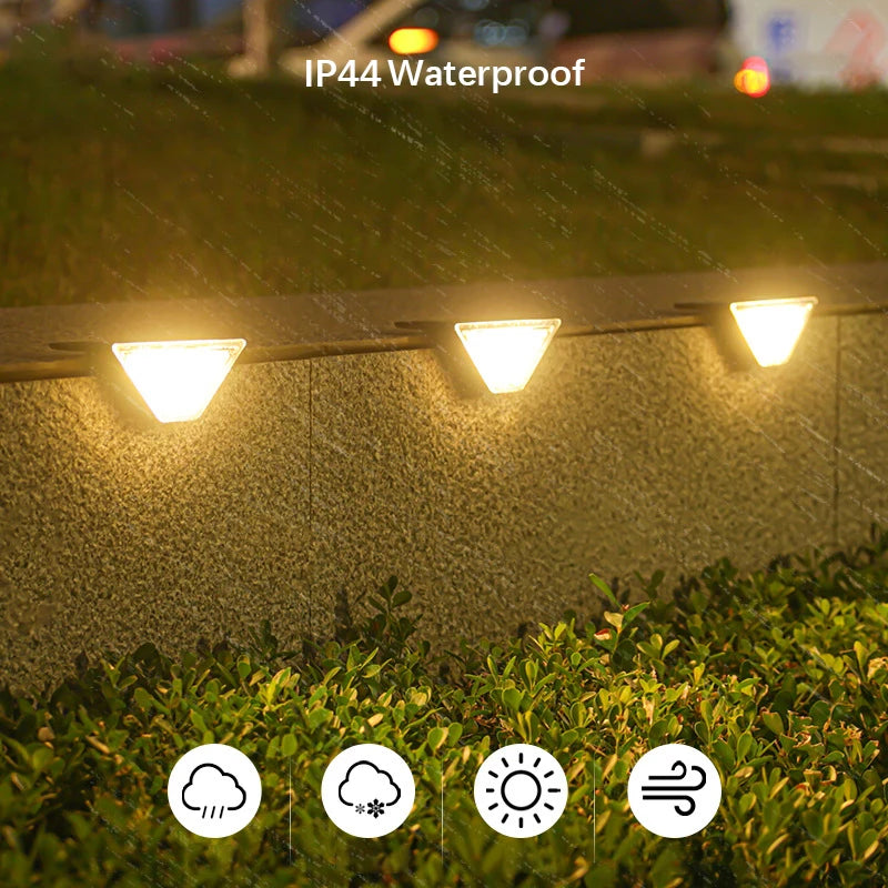 8 luces LED solares para escaleras, luces impermeables para escaleras al aire libre, luces solares para cubierta, iluminación solar para paisaje al aire libre para patio, Patio