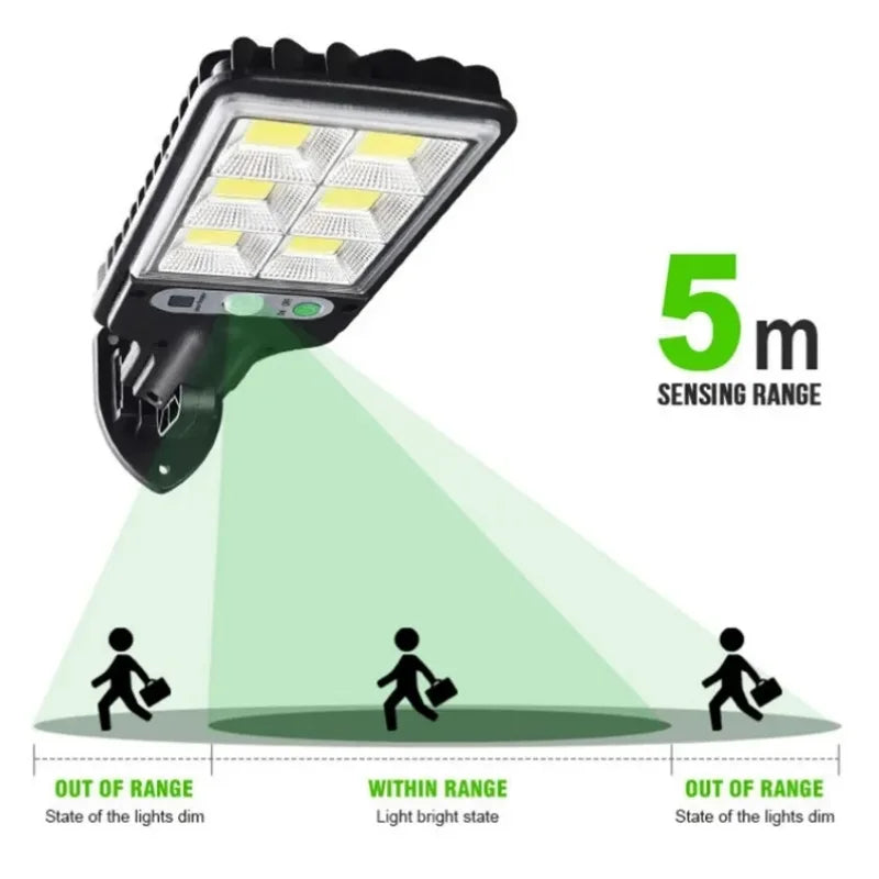 Lámpara Solar Led de pared para exteriores, iluminación de seguridad con 3 modos, Sensor de movimiento, impermeable, para camino de Patio y jardín