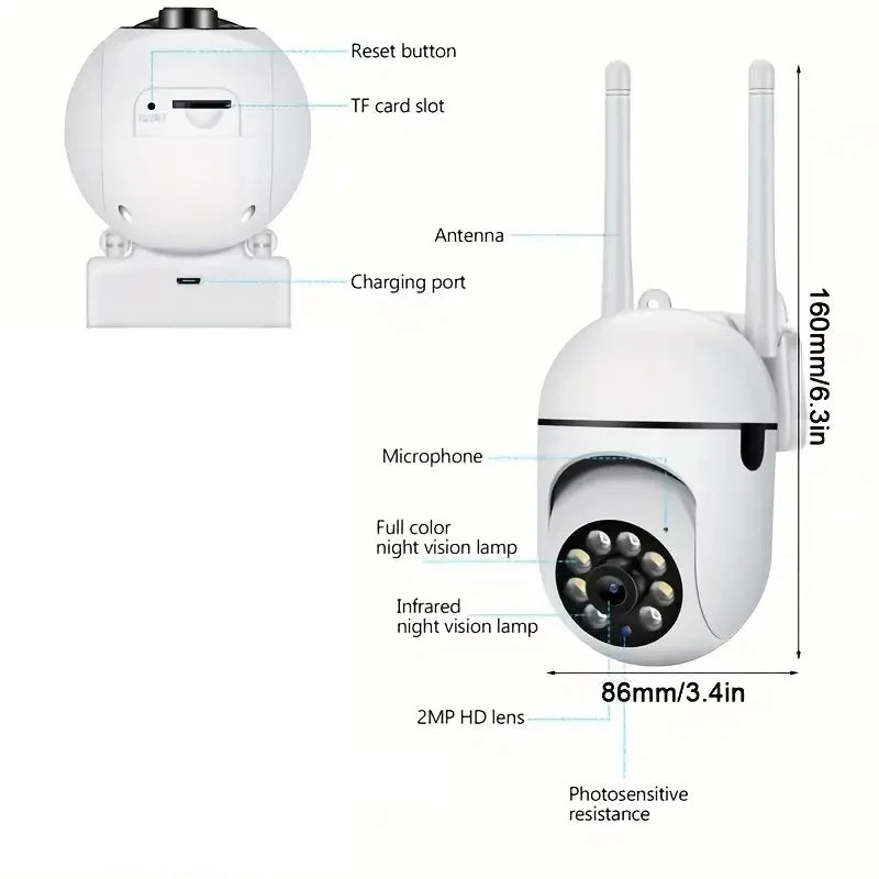 Cámara de seguridad A7 1080P, cámara WIFI para exteriores, cámara IP inalámbrica de velocidad PTZ CCTV, Zoom Digital 4X, cámara de vigilancia de red de Audio