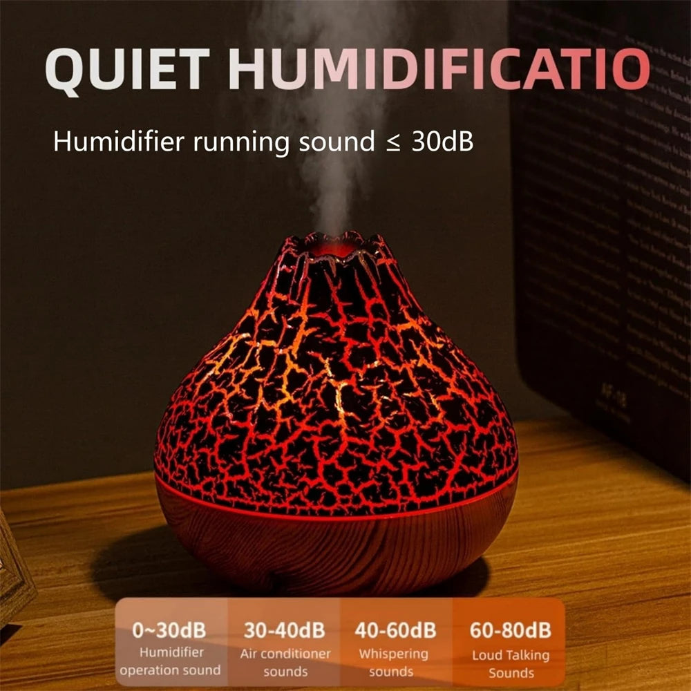 Humidificador de aire volcán de 300ML, difusor de aromaterapia de niebla de agua de gran capacidad, humidificador de escritorio con 7 luces nocturnas coloridas
