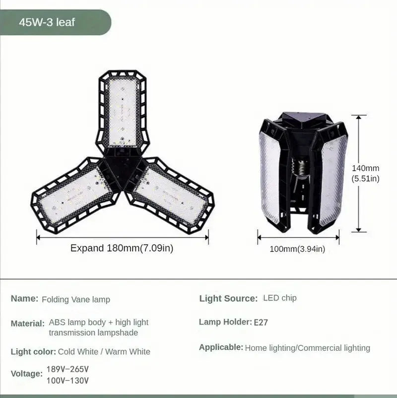 Bombillas LED para garaje 45W 60W 80W10000LM Iluminación de garaje superbrillante Luz LED para tienda con paneles ajustables, casquillo de tornillo E27