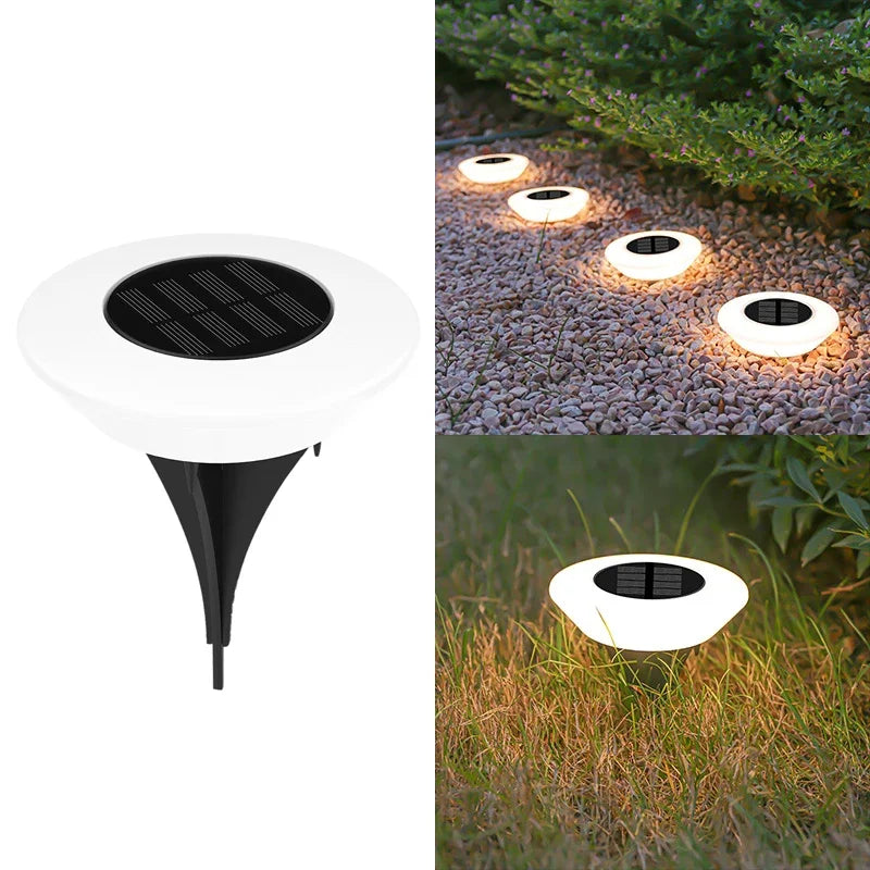 Paquete de 1/4 luces solares para el suelo, luz de paisaje exterior impermeable de 14LED, lámpara LED para césped, para camino de jardín, patio, cubierta, decoración de acampada