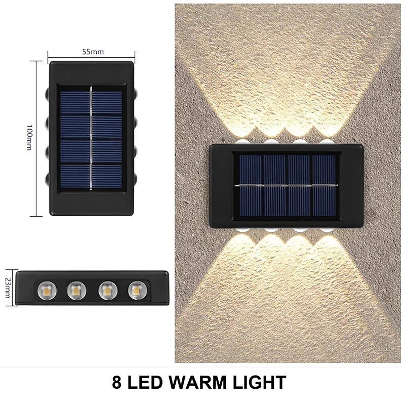 Lámpara Solar de pared para exteriores, luz alimentada por energía Solar impermeable hacia arriba y hacia abajo, ilumina la decoración del jardín del hogar, luces solares exteriores